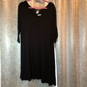 Black Swing Dress with Tied Sleeves